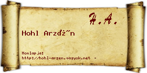 Hohl Arzén névjegykártya